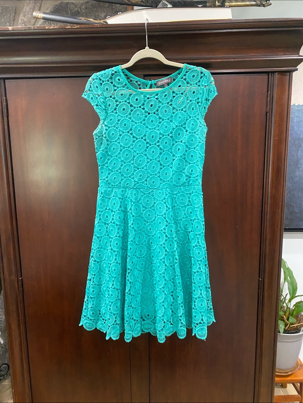 Luxology Teal Lace Fit & Flare Dress